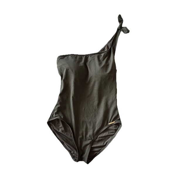 Michael By Michael Kors Size Olive Green One Peice Swimsuit One Tied Shoulder - Picture 1 of 12